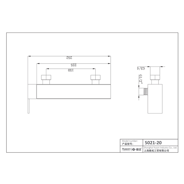 5021-20	brass faucet single lever hot/cold water wall-mounted shower mixer