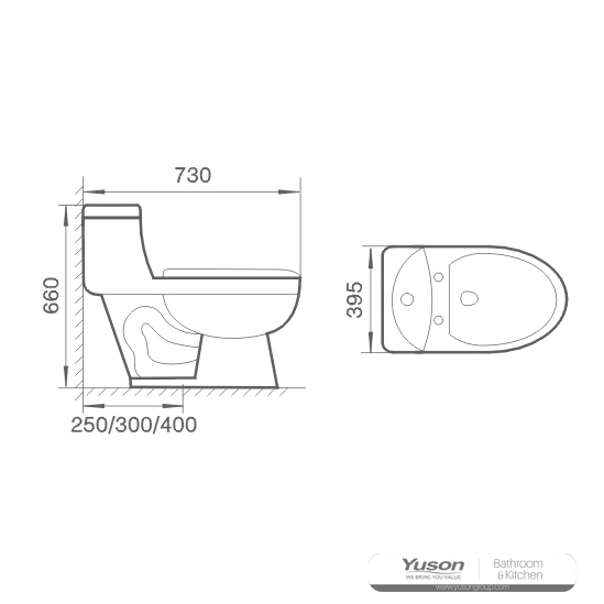 YS24206 โถสุขภัณฑ์เซรามิกชิ้นเดียว แบบกาลักน้ำ;