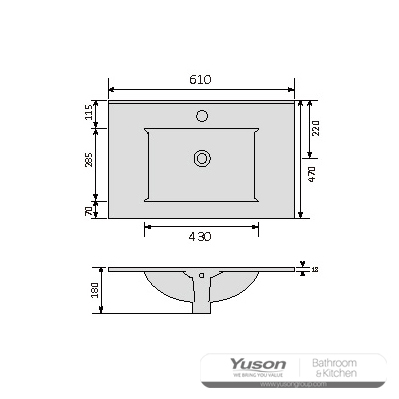 YS27293-60	Ceramic cabinet basin, vanity basin, lavatory sink;