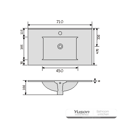 YS27293-70	Ceramic cabinet basin, vanity basin, lavatory sink;