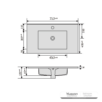 YS27295-70	Ceramic cabinet basin, vanity basin, lavatory sink;