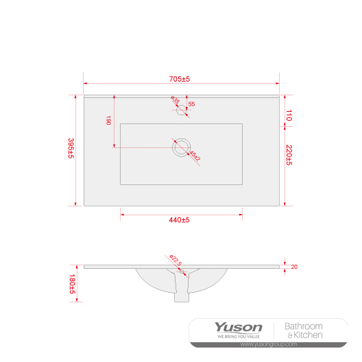 YS27297-70	Ceramic cabinet basin, vanity basin, lavatory sink;