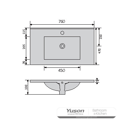 YS27298-75	Ceramic cabinet basin, vanity basin, lavatory sink;