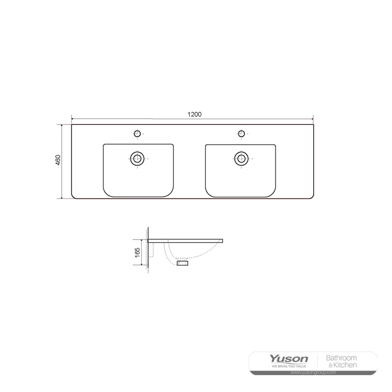 YS27307-120D	Ceramic cabinet basin, vanity basin, lavatory sink;