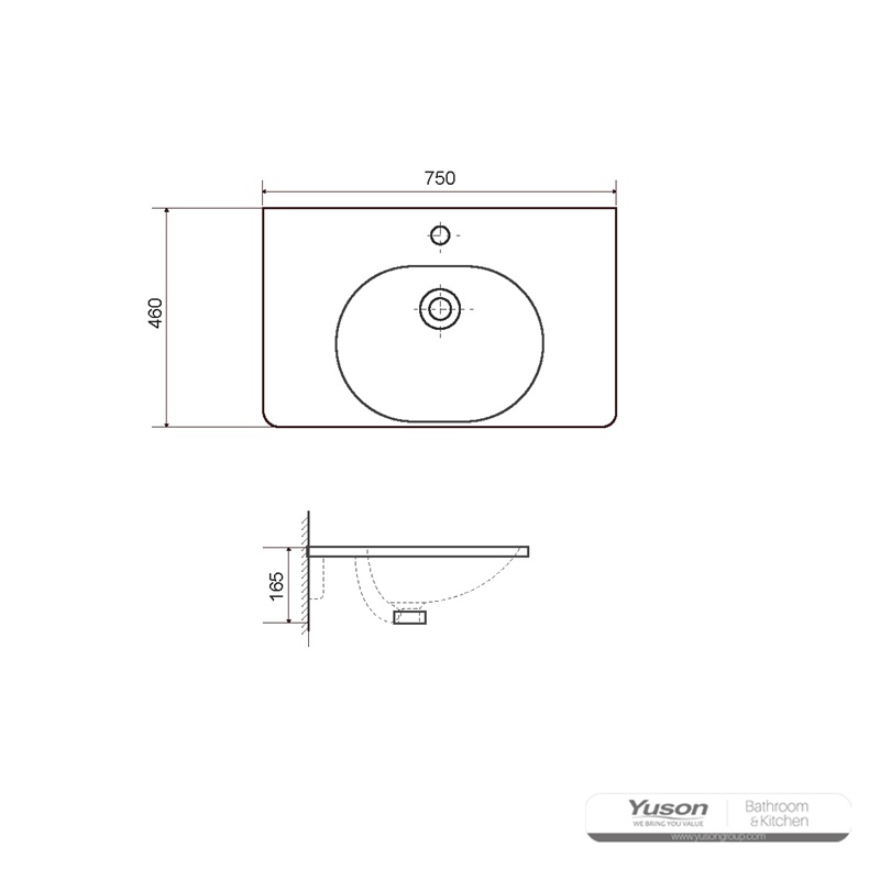 YS27308-75	Ceramic cabinet basin, vanity basin, lavatory sink;