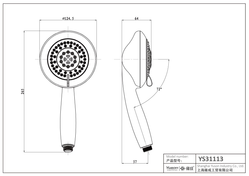 YS31113	KTW W270 certified, ABS handshower, mobile shower, LED handshower