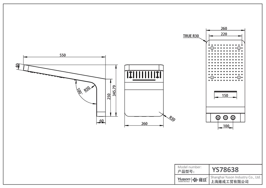 YS78638	SUS304 rain shower head, 3-function with waterfall, wall-mounted;