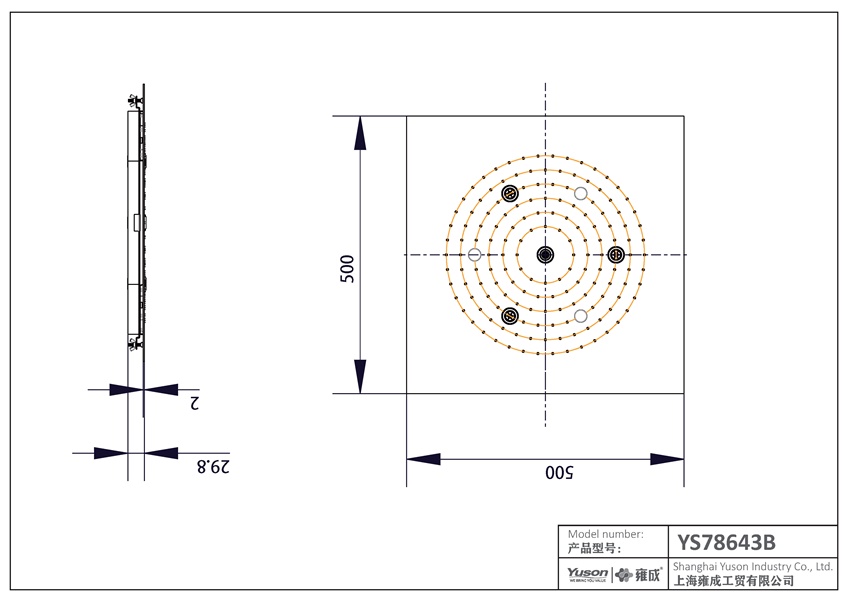 YS78643	SUS304 rain shower head, 3-function with aerator, ceiling-mounted;