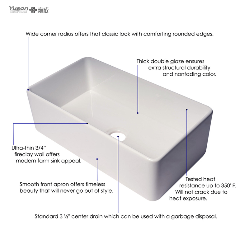 YS27101-3318	33x18 InchBest-Selling Single Bowl FFC Fine Fireclay China Apron front kitchen sink Fine Fireclay China kitchen sink