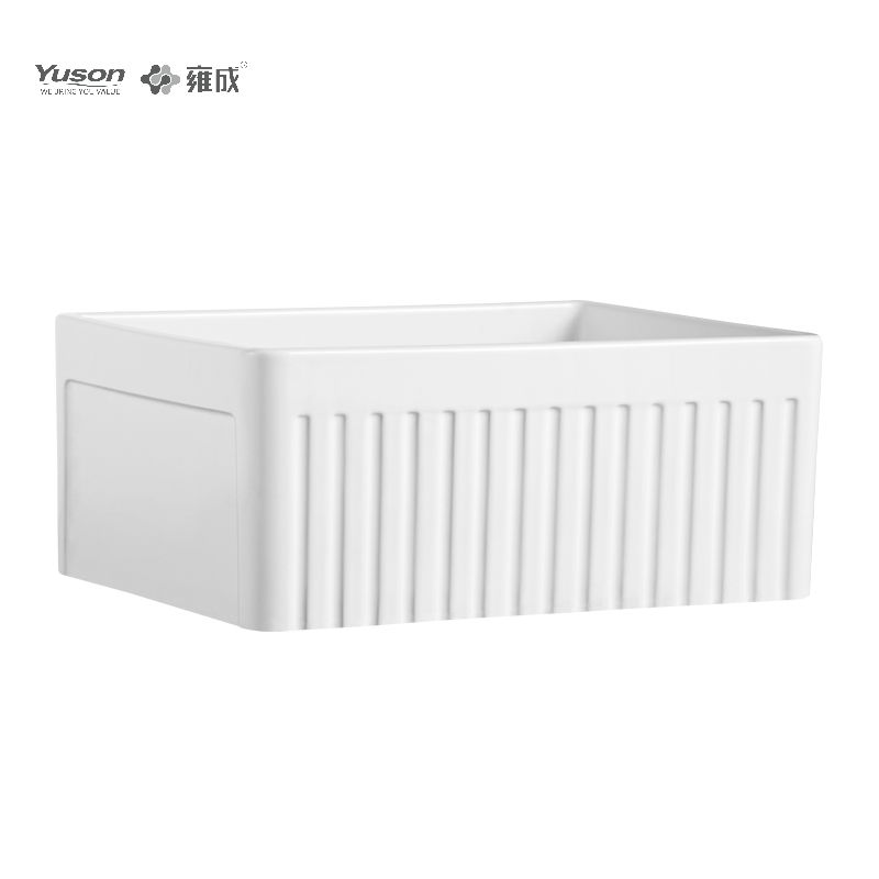 YS27110-2418	24x18 Inch Manufacturer VC Vitreous China Apron front kitchen sink single bowl large size in white color