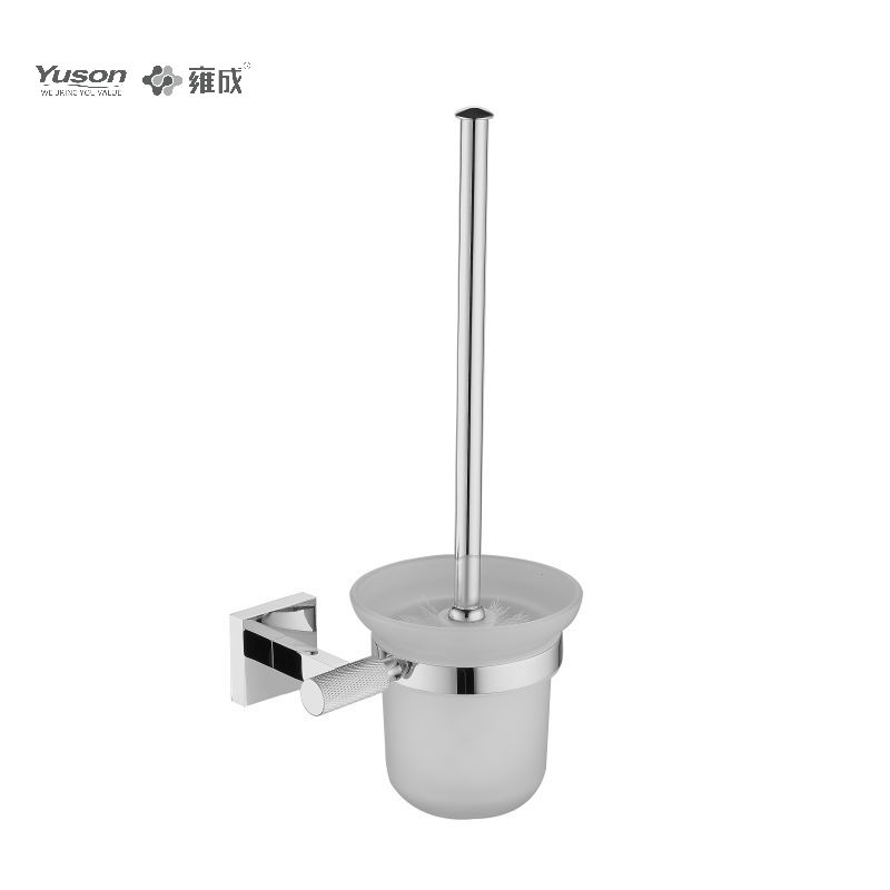 10490 Sleek Bathroom accessories, Toilet Brush with Frosted/Tempered Glass cup,Zinc/Brass/SUS Toilet Brush, wall- mounted(Series 10400)