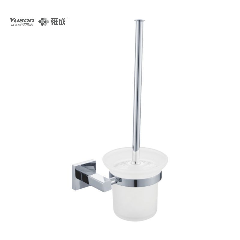 10690 Sleek Bathroom accessories, Toilet Brush with Frosted/Tempered Glass cup,Zinc/Brass/SUS Toilet Brush, wall- mounted(Series 10600)