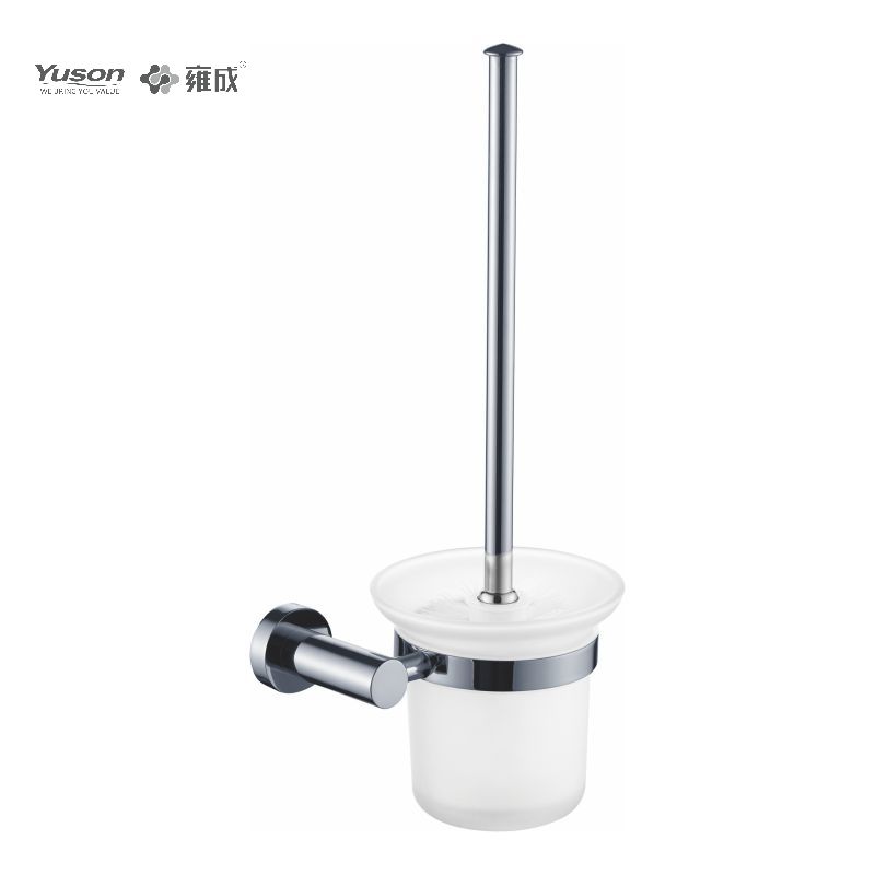 10790 Sleek Bathroom accessories, Toilet Brush with Frosted/Tempered Glass cup,Zinc/Brass/SUS Toilet Brush, wall- mounted(Series 10700)