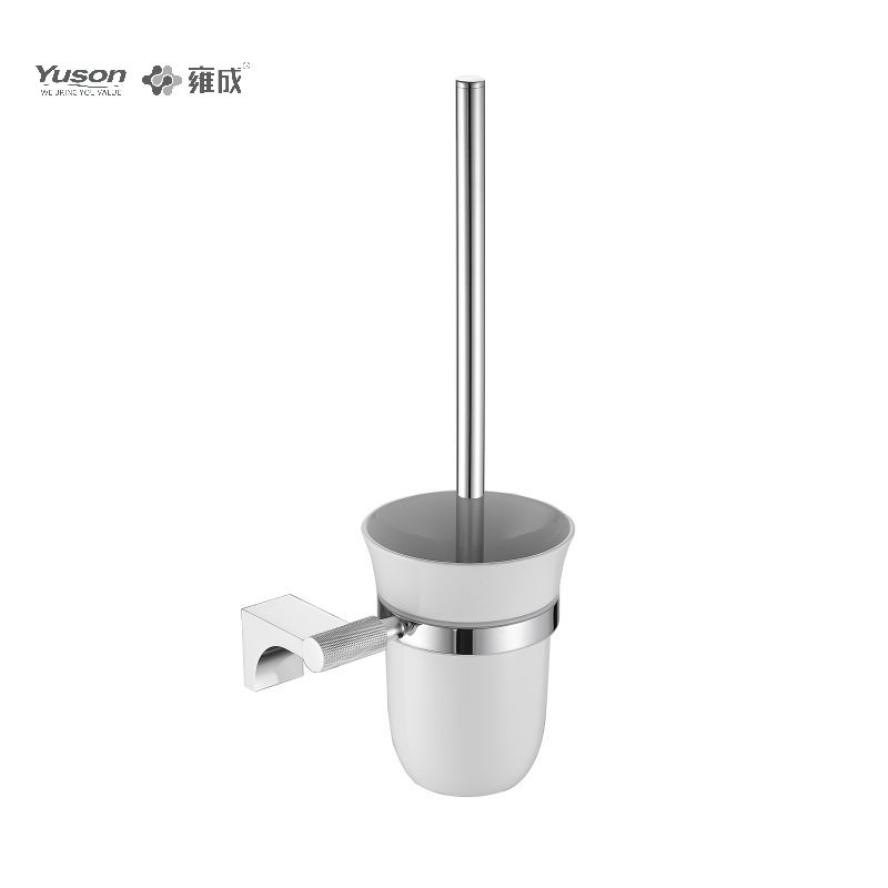 12490 Sleek Bathroom accessories, Toilet Brush with Frosted/Tempered Glass cup,Zinc/Brass/SUS Toilet Brush, wall- mounted(Series 12400)