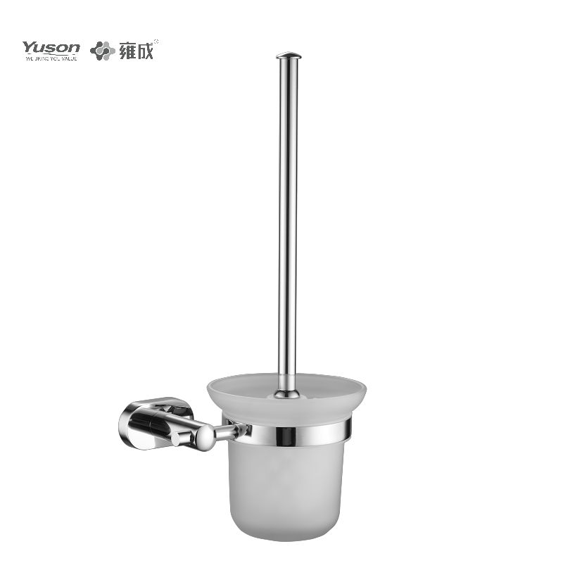 13390 Sleek Bathroom accessories, Toilet Brush with Frosted/Tempered Glass cup,Zinc/Brass/SUS Toilet Brush, wall- mounted(Series 13300)