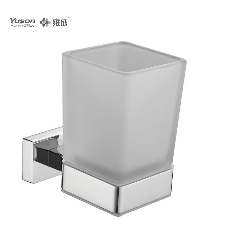 13484 Sleek Bathroom accessories, Tumbler holder, with Frosted/Tempered Glass cup,Zinc/Brass/SUS Tumbler holder, wall- mounted(Series 13400)