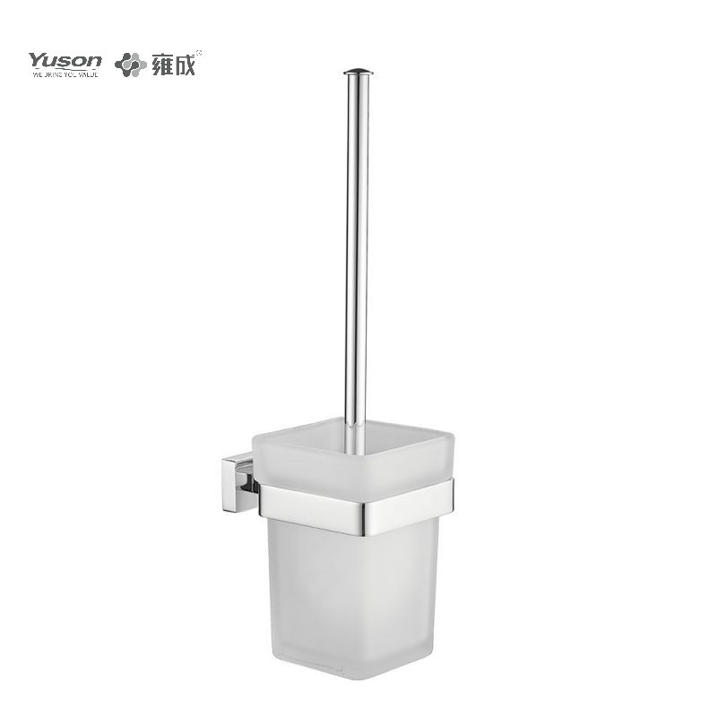 13490 Sleek Bathroom accessories, Toilet Brush with Frosted/Tempered Glass cup,Zinc/Brass/SUS Toilet Brush, wall- mounted(Series 13400)