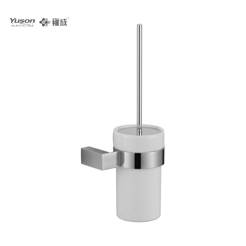 14890 Sleek Bathroom accessories, Toilet Brush with Frosted/Tempered Glass cup,Zinc/Brass/SUS Toilet Brush, wall- mounted(Series 14800)