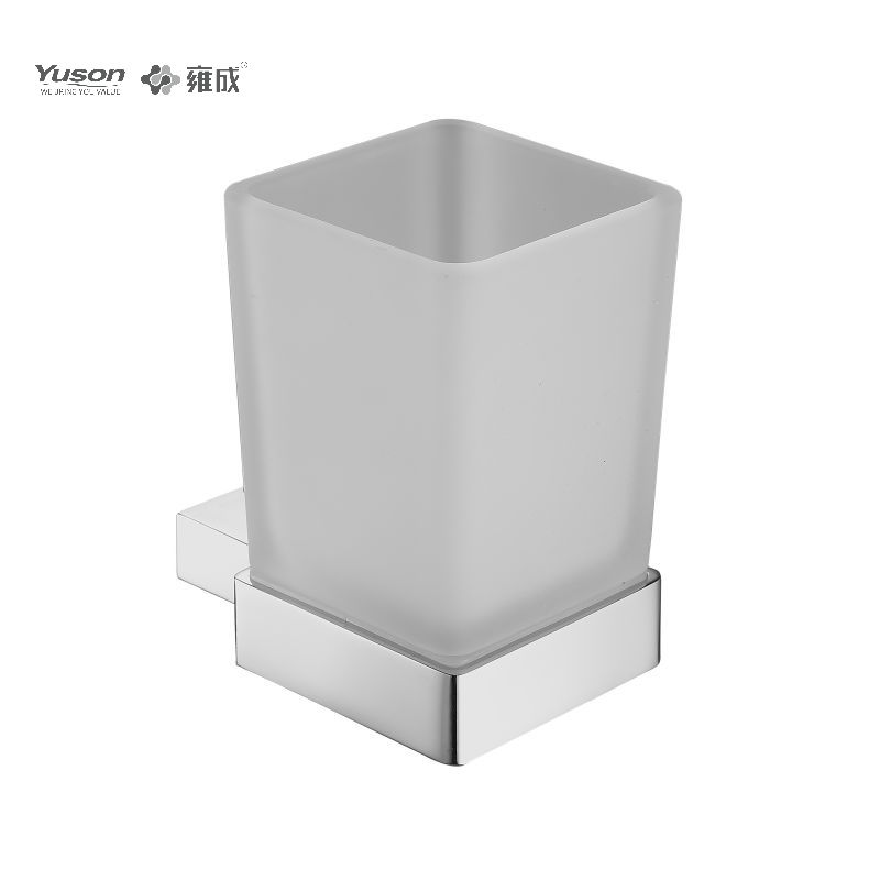 15084 Sleek Bathroom accessories, Tumbler holder, with Frosted/Tempered Glass cup,Zinc/Brass/SUS Tumbler holder, wall- mounted(Series 15000)