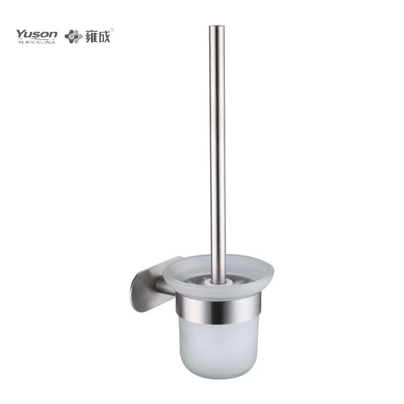 15290 Sleek Bathroom accessories, Toilet Brush with Frosted/Tempered Glass cup,Zinc/Brass/SUS Toilet Brush, wall- mounted(Series 15200)