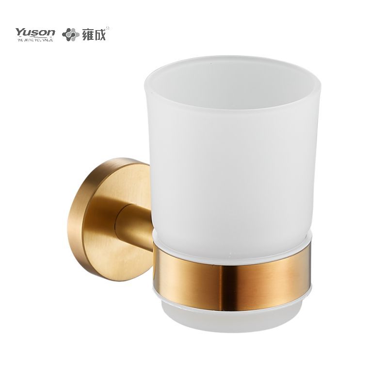 15584 Sleek Bathroom accessories, Tumbler holder, with Frosted/Tempered Glass cup,Zinc/Brass/SUS Tumbler holder, wall- mounted(Series 15500)