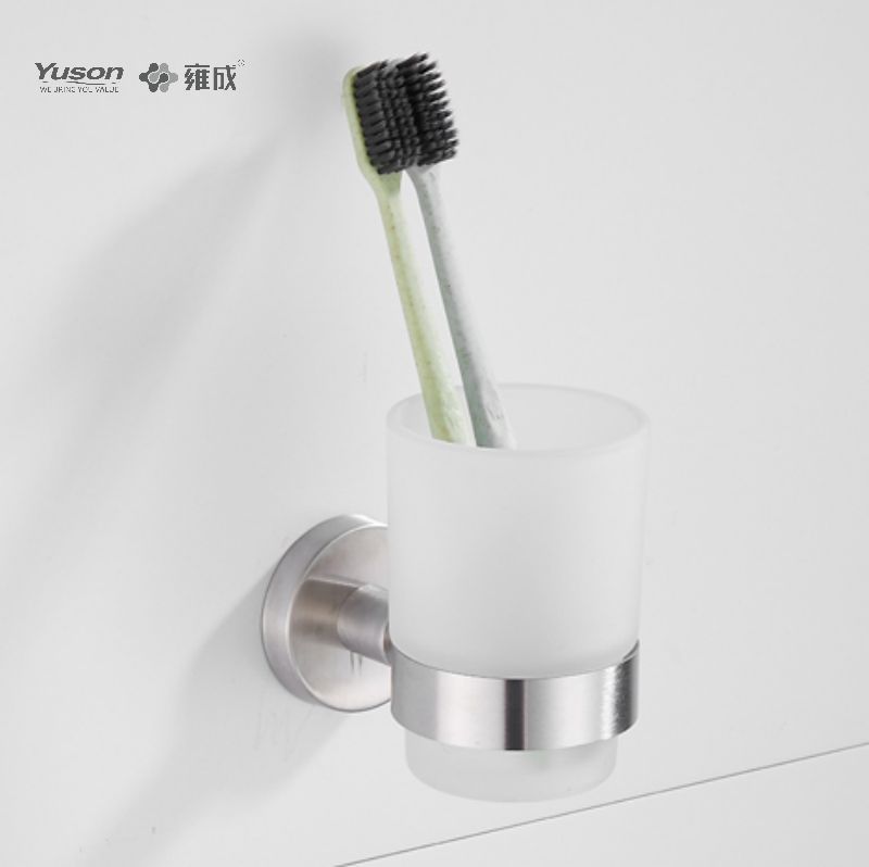 15584 Sleek Bathroom accessories, Tumbler holder, with Frosted/Tempered Glass cup,Zinc/Brass/SUS Tumbler holder, wall- mounted(Series 15500)