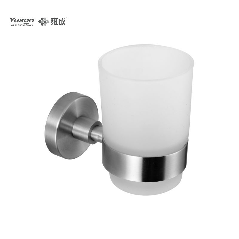 15584 Sleek Bathroom accessories, Tumbler holder, with Frosted/Tempered Glass cup,Zinc/Brass/SUS Tumbler holder, wall- mounted(Series 15500)