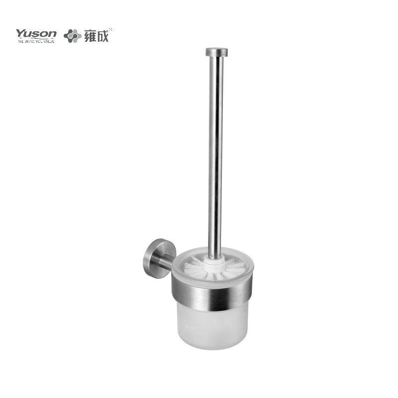 15590 Sleek Bathroom accessories, Toilet Brush with Frosted/Tempered Glass cup,Zinc/Brass/SUS Toilet Brush, wall- mounted(Series 15500)