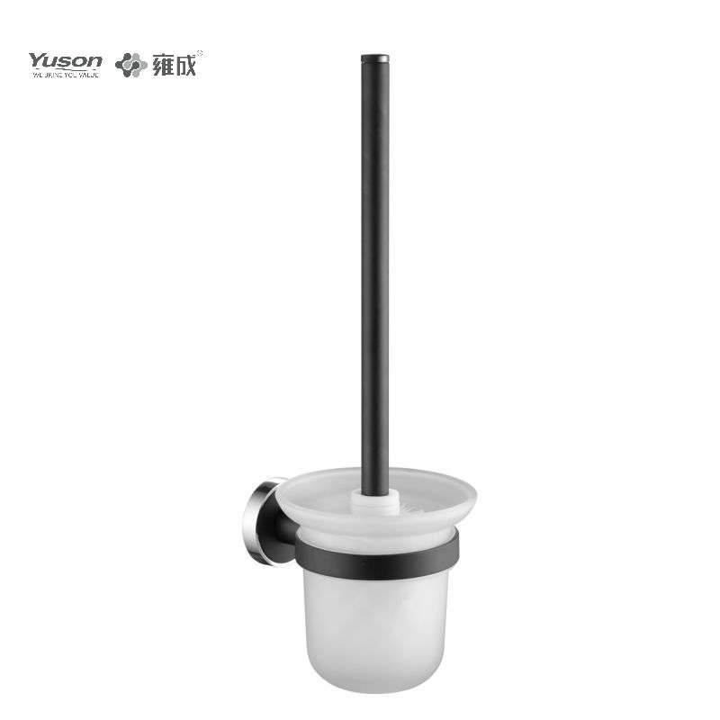 16790 Sleek Bathroom accessories, Toilet Brush with Frosted/Tempered Glass cup,Zinc/Brass/SUS Toilet Brush, wall- mounted(Series 16700)