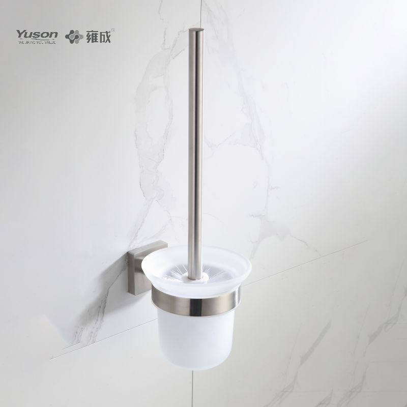 23690 Sleek Bathroom accessories, Toilet Brush with Frosted/Tempered Glass cup,Zinc/Brass/SUS Toilet Brush, wall- mounted(Series 23600)