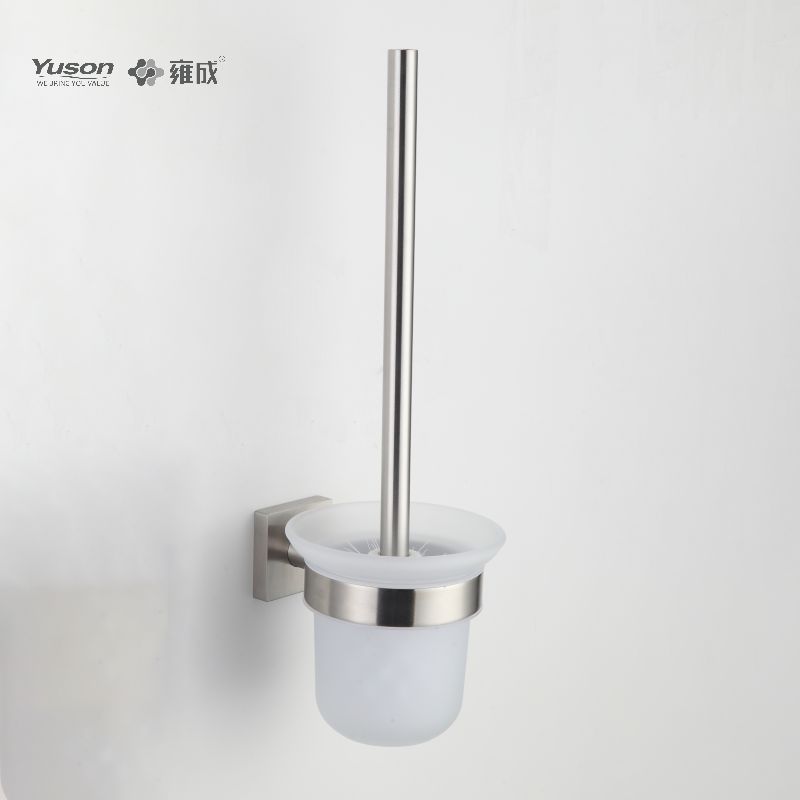 23690 Sleek Bathroom accessories, Toilet Brush with Frosted/Tempered Glass cup,Zinc/Brass/SUS Toilet Brush, wall- mounted(Series 23600)