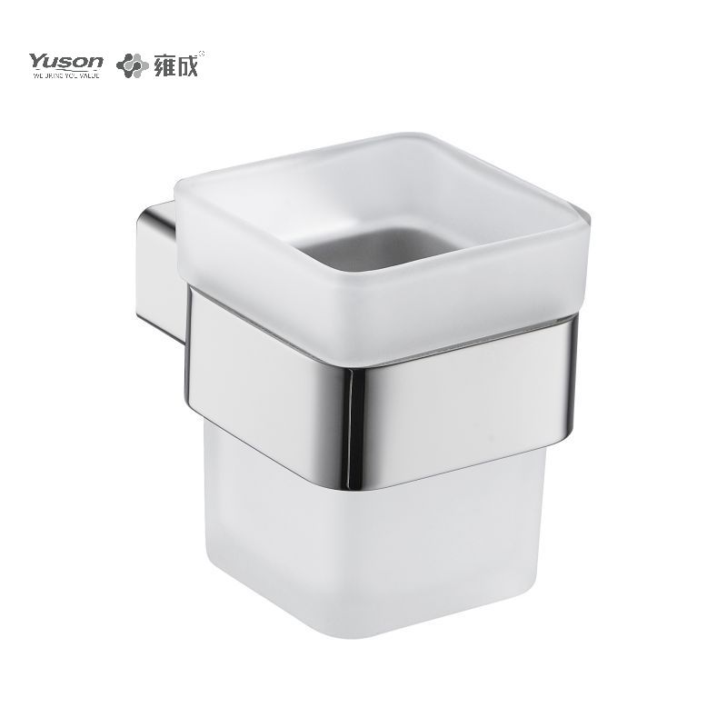 23984 Sleek Bathroom accessories, Tumbler holder, with Frosted/Tempered Glass cup,Zinc/Brass/SUS Tumbler holder, wall- mounted(Series 23900)