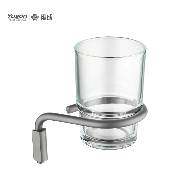 25384 Sleek Bathroom accessories, Tumbler holder, with Frosted/Tempered Glass cup,Zinc/Brass/SUS Tumbler holder, wall- mounted(Series 25300)