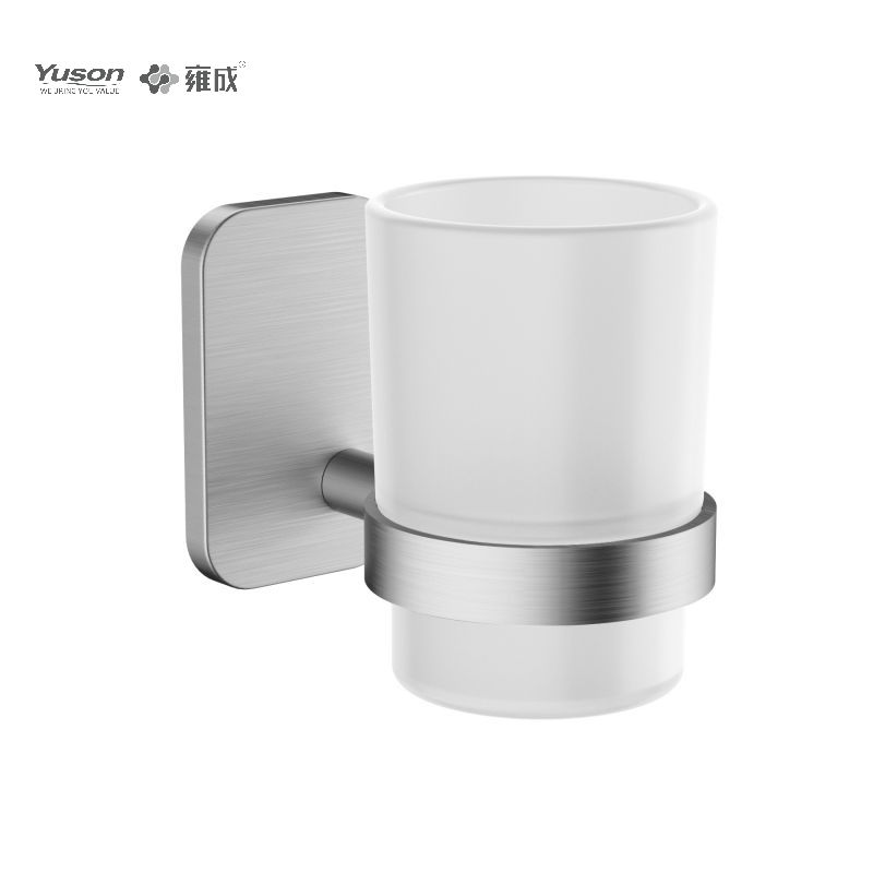 25484 Sleek Bathroom accessories, Tumbler holder, with Frosted/Tempered Glass cup,Zinc/Brass/SUS Tumbler holder, wall- mounted(Series 25400)