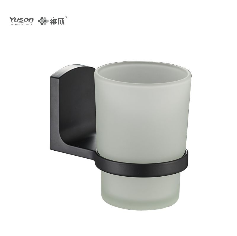 25584 Sleek Bathroom accessories, Tumbler holder, with Frosted/Tempered Glass cup,Zinc/Brass/SUS Tumbler holder, wall- mounted(Series 25500)