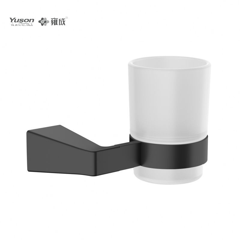 25884 Sleek Bathroom accessories, Tumbler holder, with Frosted/Tempered Glass cup,Zinc/Brass/SUS Tumbler holder, wall- mounted(Series 25800)