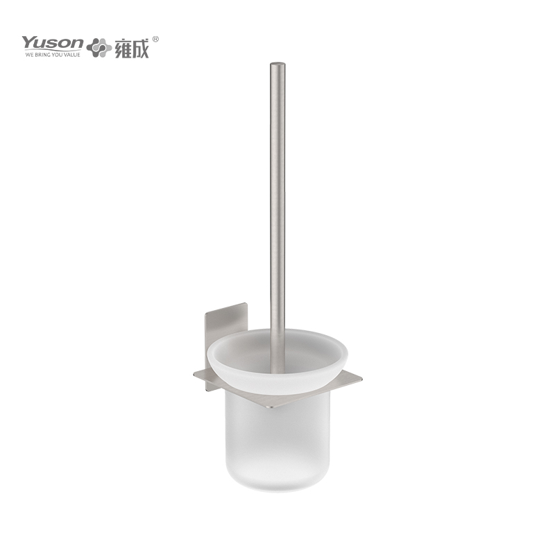 28090 Sleek Bathroom accessories, Toilet Brush with Frosted/Tempered Glass cup,Zinc/Brass/SUS Toilet Brush, wall- mounted(Series 28000)