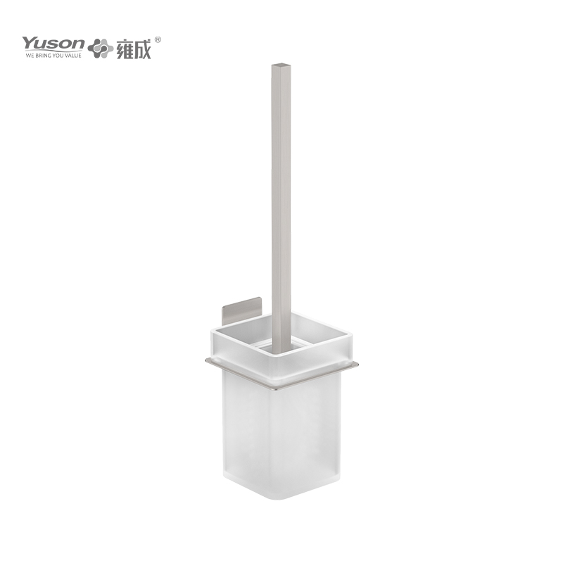 28090A Sleek Bathroom accessories, Toilet Brush with Frosted/Tempered Glass cup,Zinc/Brass/SUS Toilet Brush, wall- mounted(Series 28000)