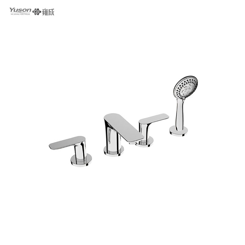 3165-11 brass faucet double lever hot/cold water deck-mounted bathtub mixer with handheld showerhead 